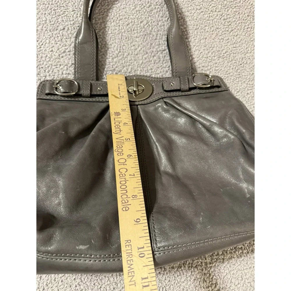 Coach Gray Leather Purse Large Hobo Handbag Turnlock Closure